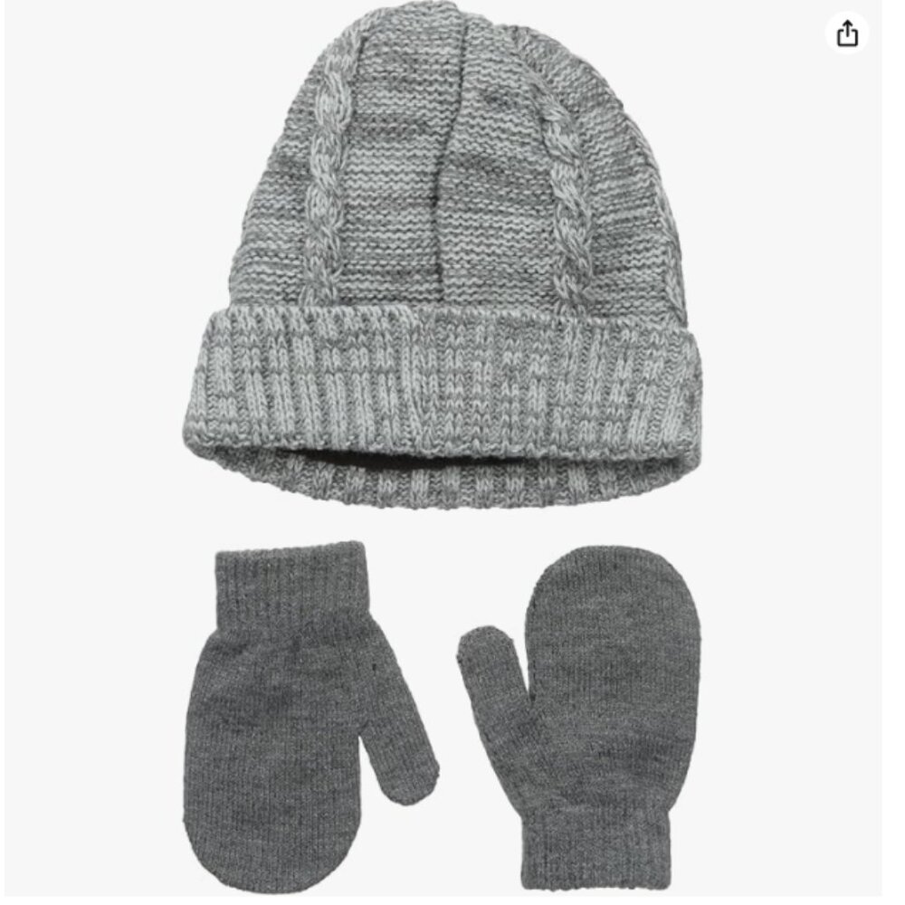 NEW Nolan Boys' Graham Cable-Knit Beanie and Mitten Set, Sz. 2-4T